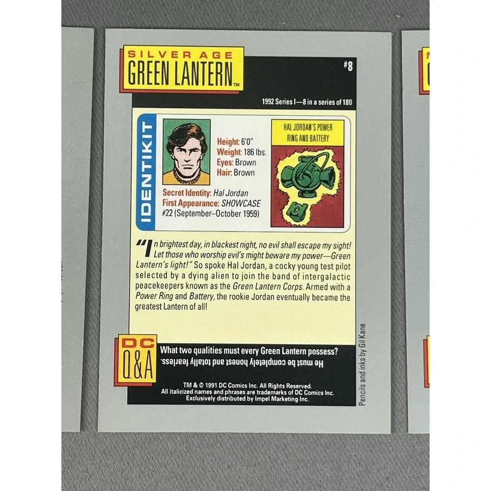 1991 DC Comic Cards GREEN LANTERN Hero Heritage Set Of 3